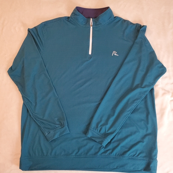 Green and Navy RHOBACK Houndstooth 1/4 Zip Pullover - Picture 4 of 6